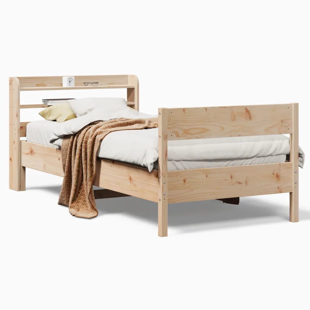 Letto senza Materasso-Struttura Letto 75x190 cm in Legno Massello Pino 742786