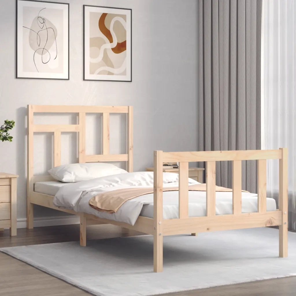 Giroletto con Testiera Single-Struttura Letto in Legno Massello 473363