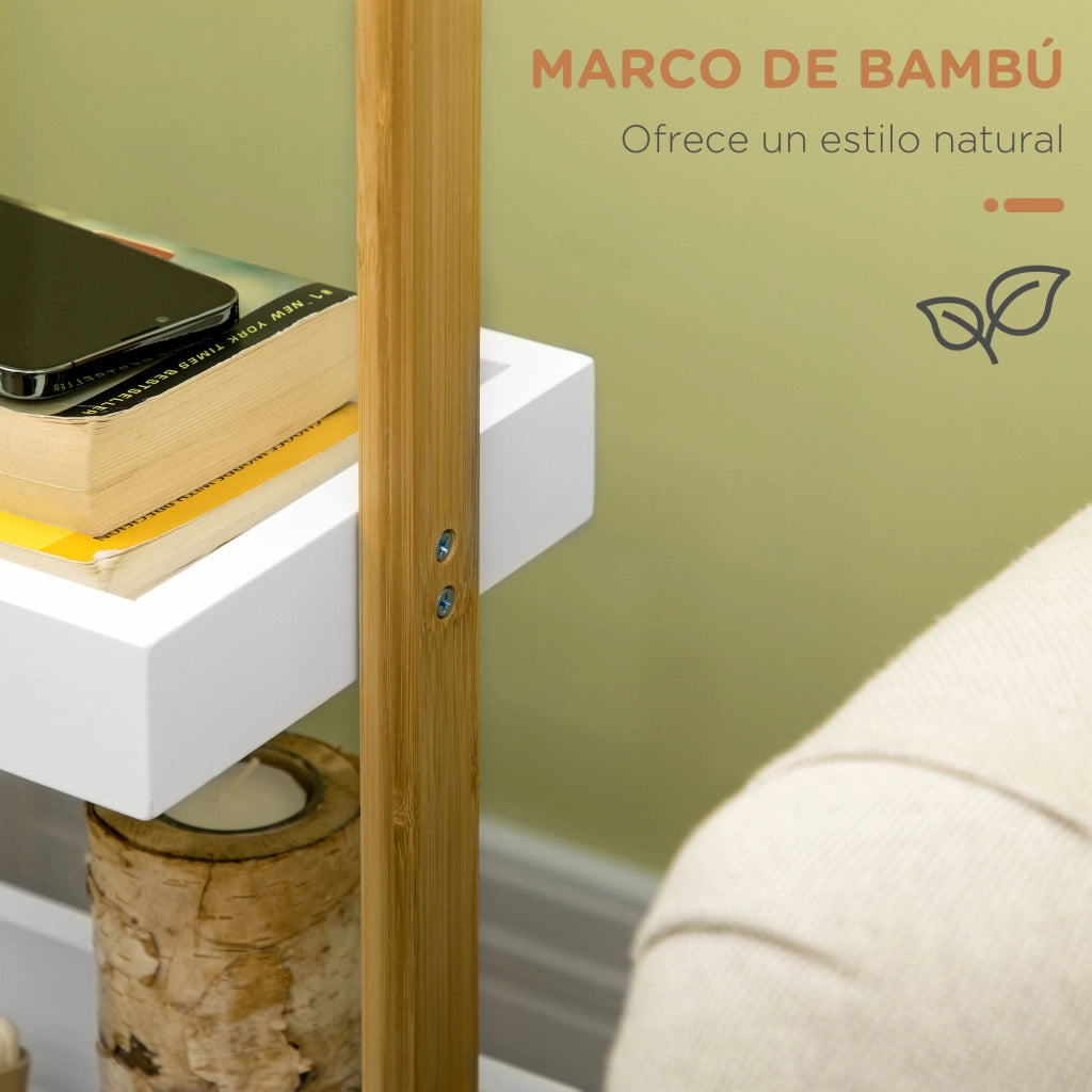Carrello per Bagno con 3 Cestini e Ruote ¨C Zephmum ¨C Bamb¨´ 28x18x75 cm Bianco