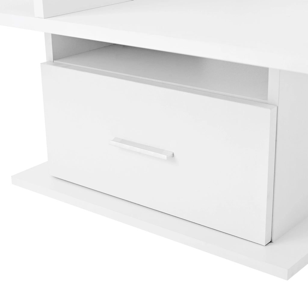 Tavolino sollevabile 78x78x45.5/59.5 cm; LED e spazio contenitore; truciolare bianco