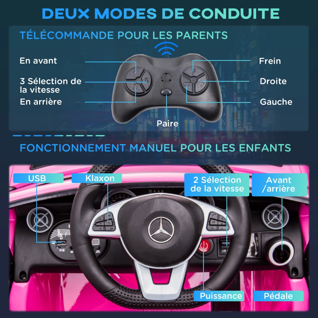Auto Elettrica Mercedes SLC 300 ¨C Xylo ¨C 12V Rosa con Telecomando Effetti Luminosi