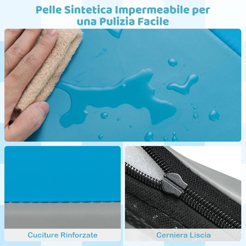 Tappeto Gioco Pieghevole, 144 x 144 cm, Tappetino da Ginnastica con Pelle Impermeabile, Tappeto da Pavimento per Cameretta (Blu+Verde)