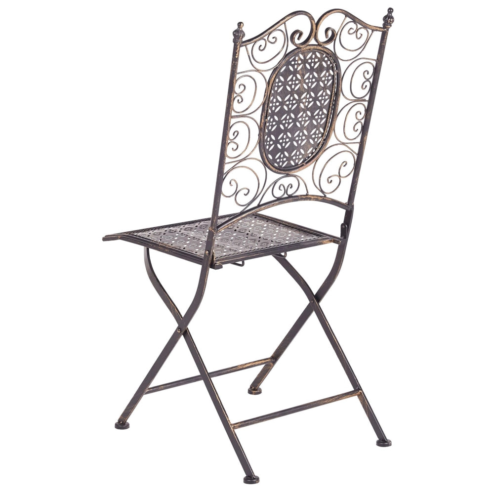 Set di 2 Sedie da Giardino Bistro Pieghevoli in Metallo Nero stile retrò esterno terrazzo