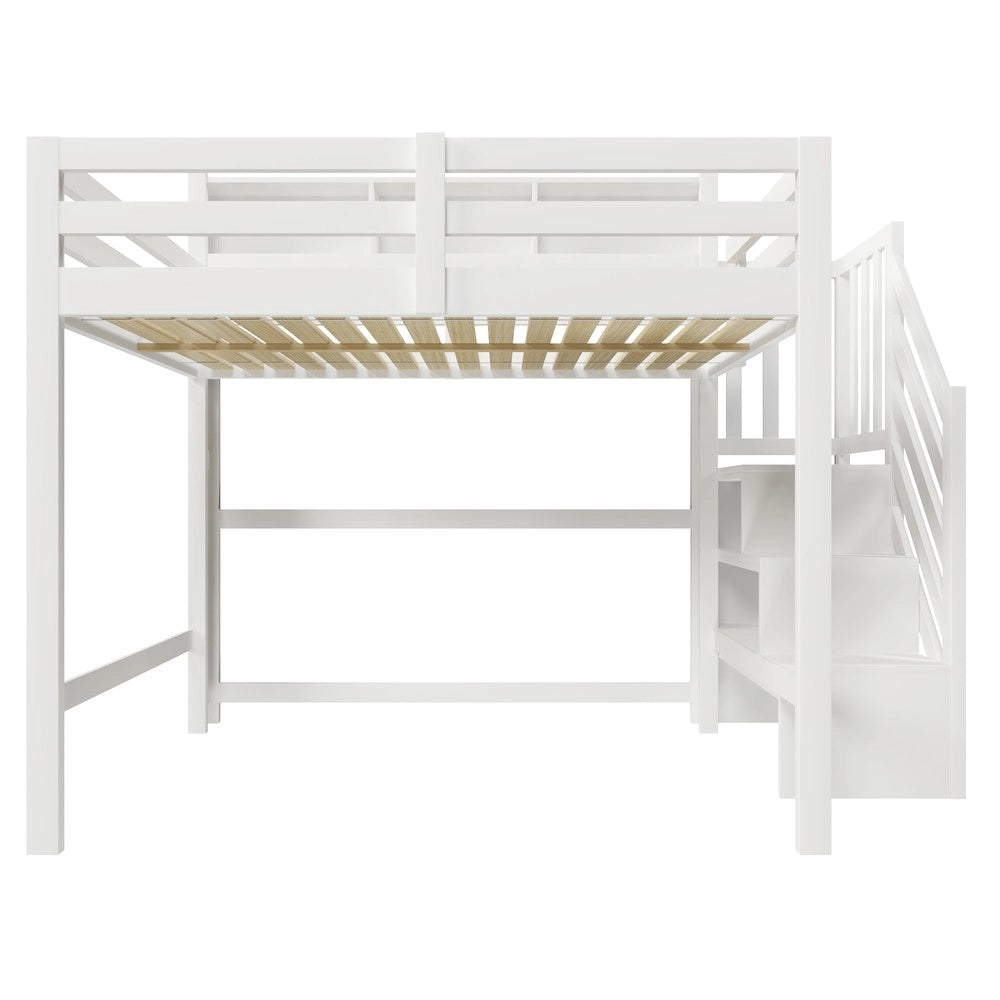 Letto a Soppalco con LED e Contenitore ¨C MINIMAL ¨C Bianco 140x200