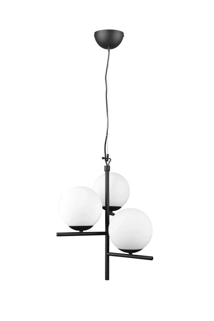 Lampada a sospensione 3 sfere, metallo, nero e bianco, D 40 cm, Pure
