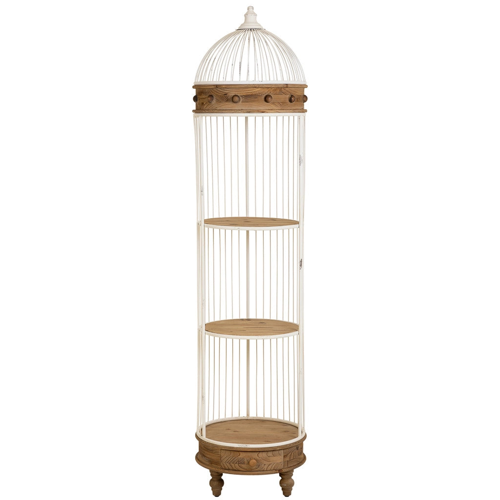 Scaffale in legno bianco e metallo a 3 ripiani 40x40x176h cm