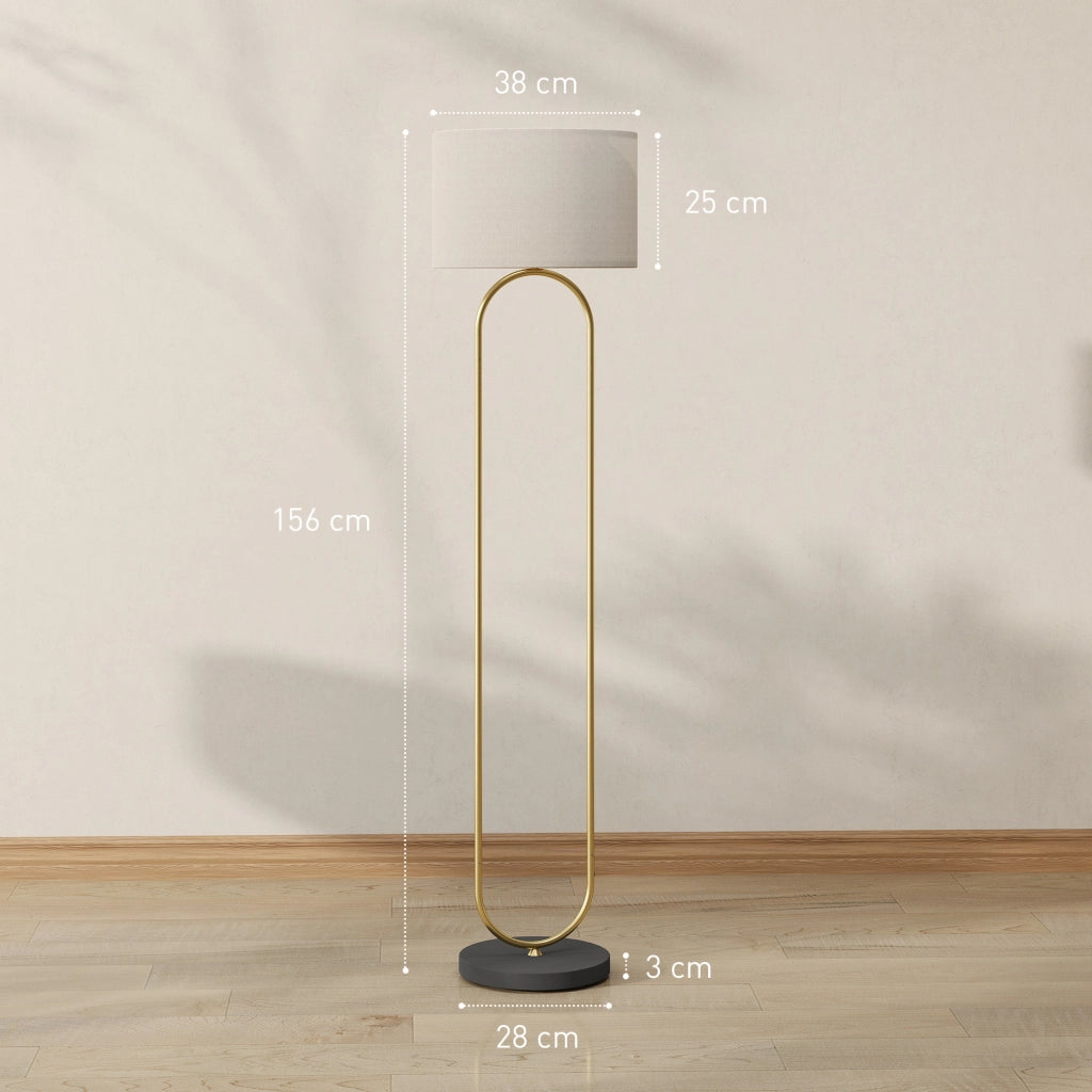 Lampada da terra con paralume in lino ¨C Xylo ¨C E27 dorato e nero 156 cm