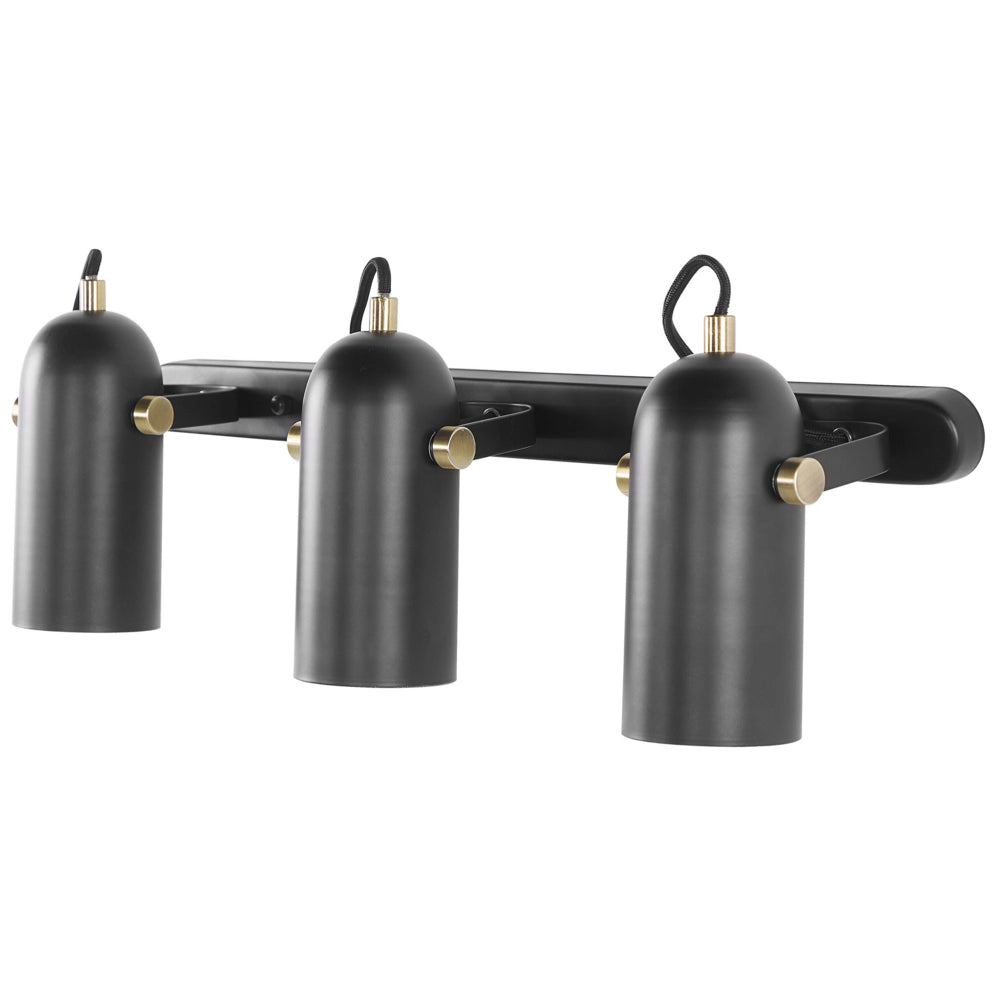 Lampada da parete in metallo Nero a 3 luci Faretto con paralume regolabile industriale Home Office