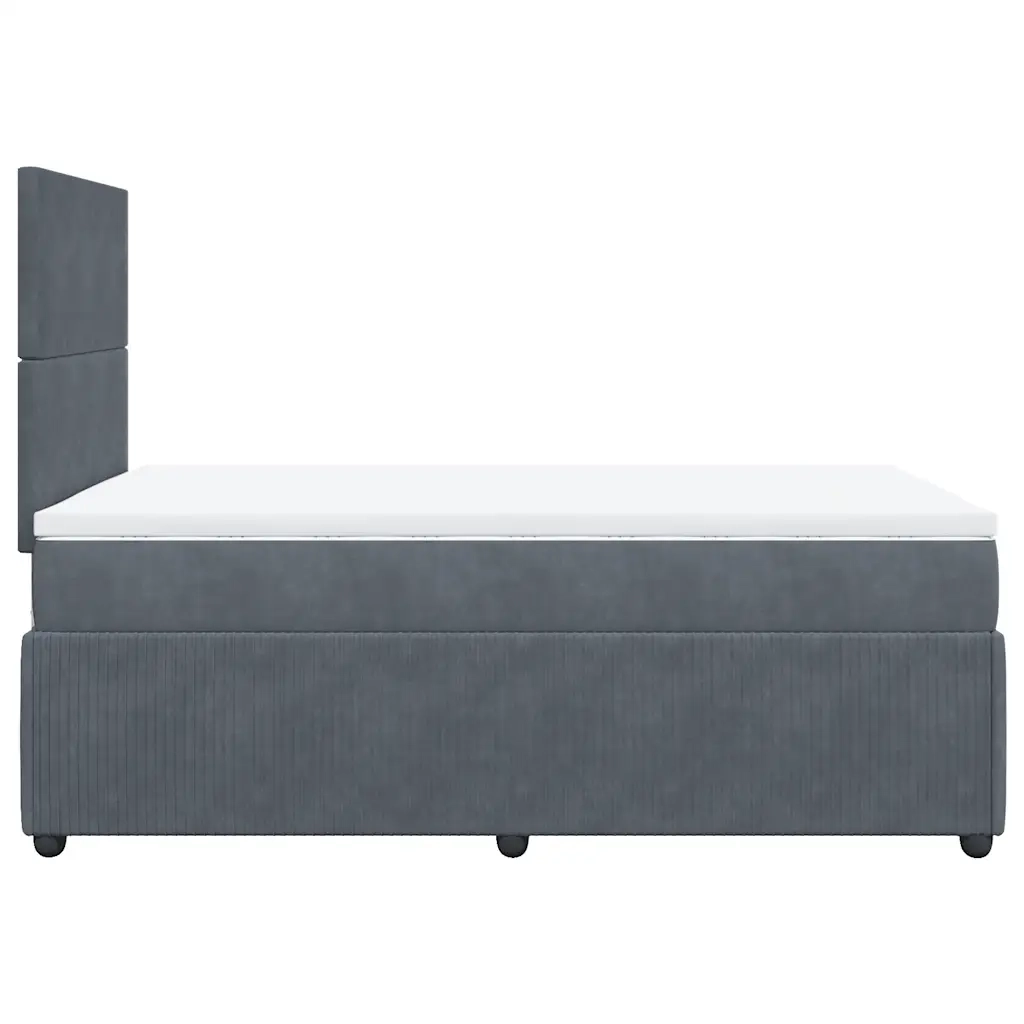 Giroletto a Molle con Materasso Grigio Scuro 120x200 cm Velluto