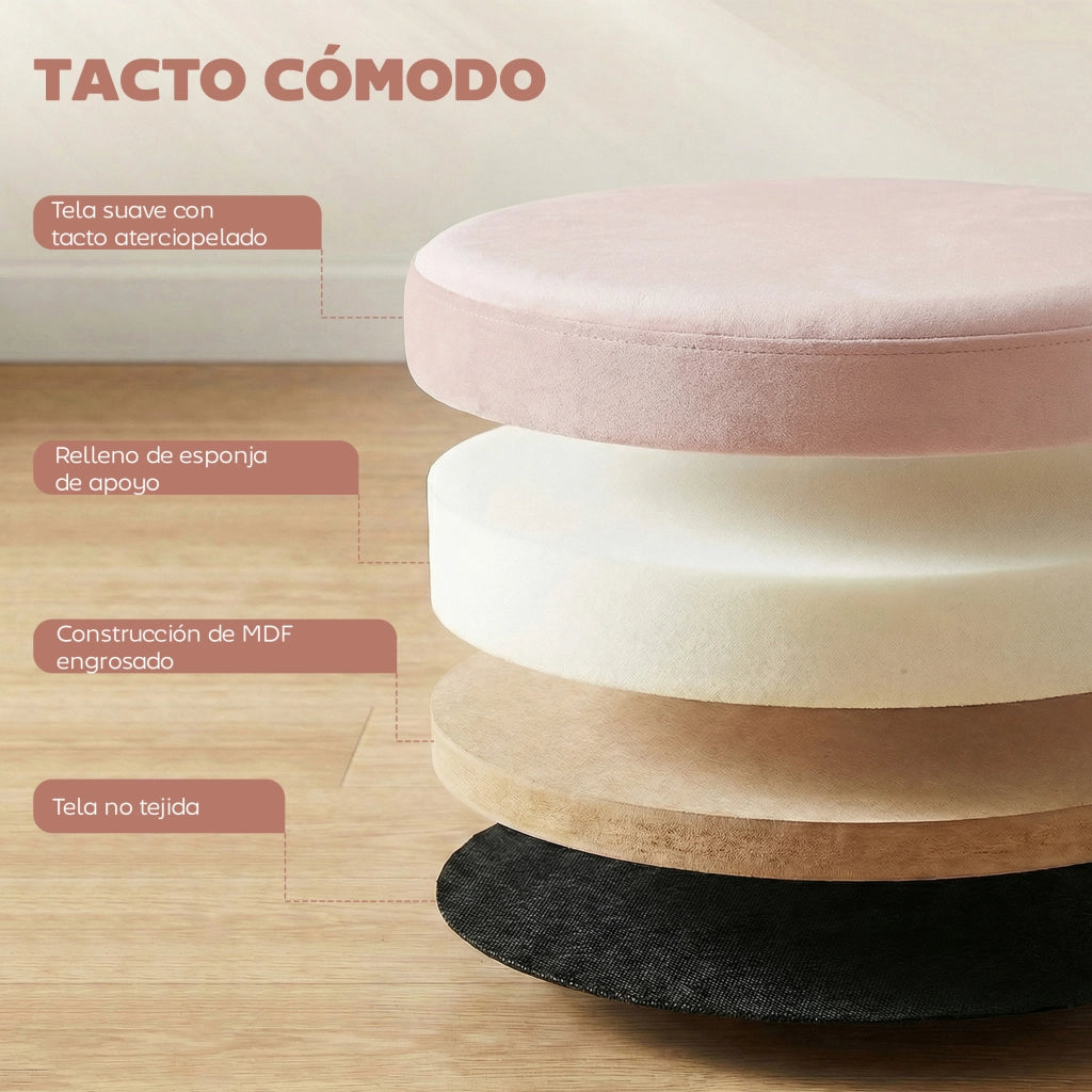 Pouf contenitore ¨C Xylo ¨C velluto rosa rotondo 38x38x38 cm 35L