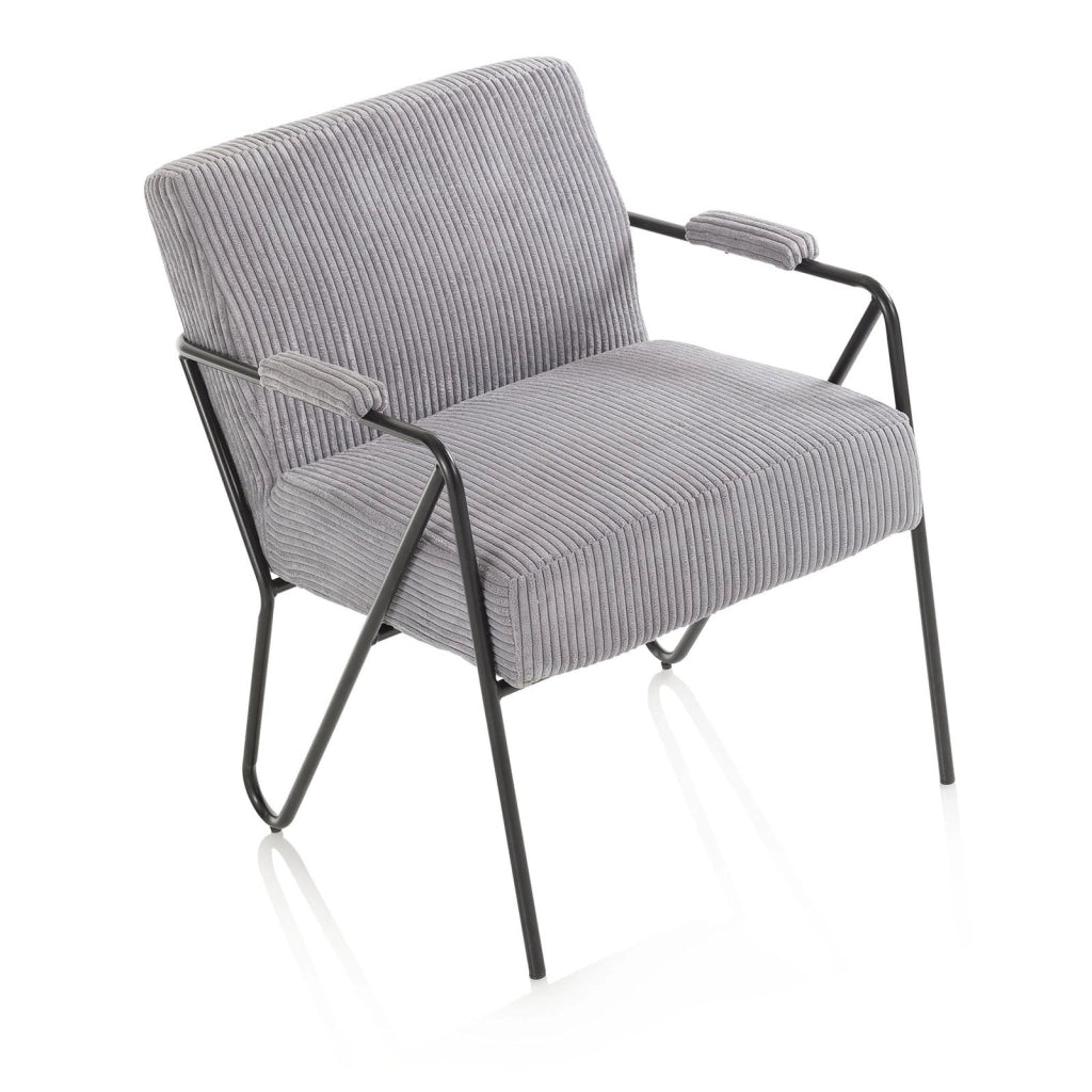 Poltrona Imbottita 64x69x86 cm in Velluto Grigio Scuro