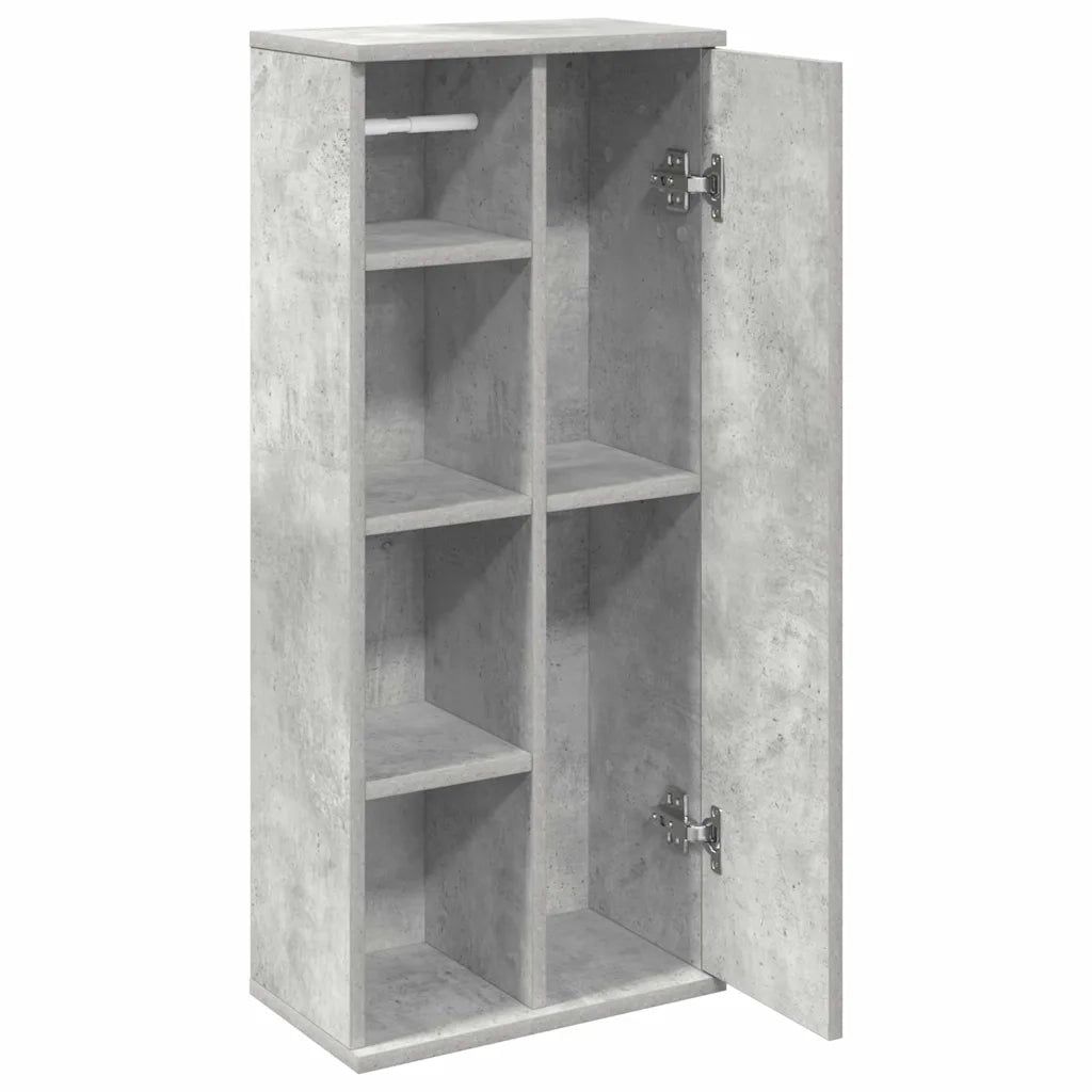 Mobile da Bagno con Portarotolo Grigio Cemento 39x22x90 cm 858527