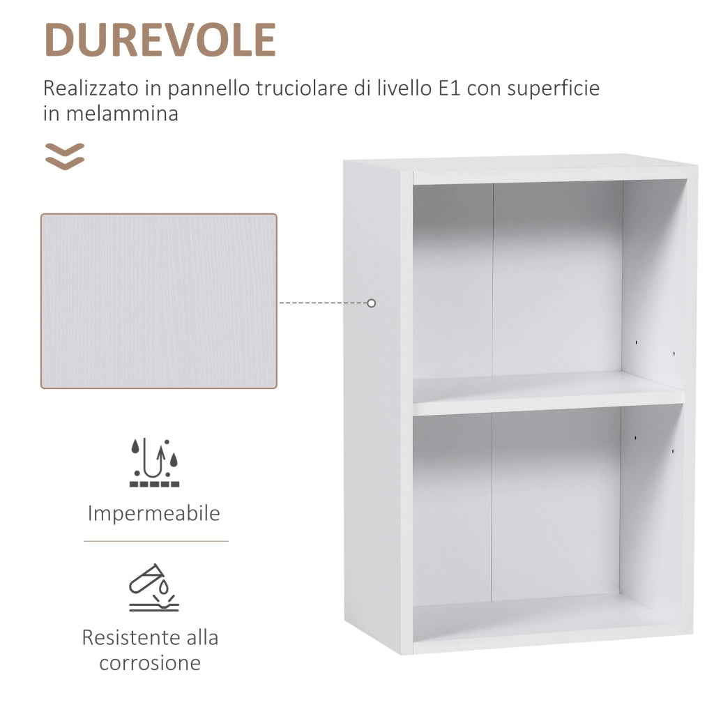 Libreria Bassa in Legno Bianco con Ripiani Regolabili ¨C Minimal ¨C 40x24x61cm