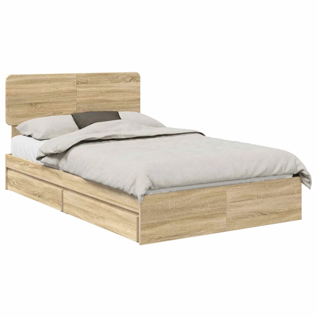 Letto con Contenitore con testiera Rovere Sonoma 135 x 190 cm 3412285