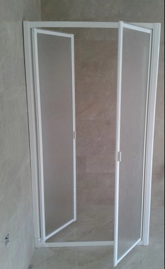 Box doccia acrilico - 2 lati, fisso piu' saloon (2 battenti) - Misura: 80 x 80 x h185 