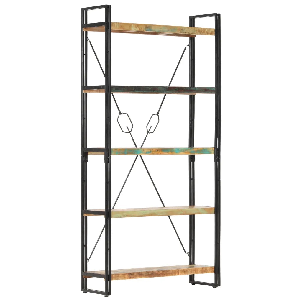 Libreria a 5 Ripiani 90x30x180 cm in Legno Massello di Recupero 286584