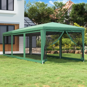 Tenda per Feste con 8 Pareti Laterali in Rete-Tenda Gazebo Verde 3x9 m HDPE
