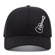 Cappellino da baseball casual regolabile nero con ricamo di chitarra, nero