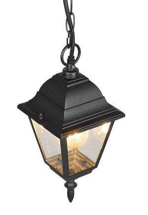 Lampada a Sospensione da Esterno Attacco E27 in Alluminio Nero Opaco