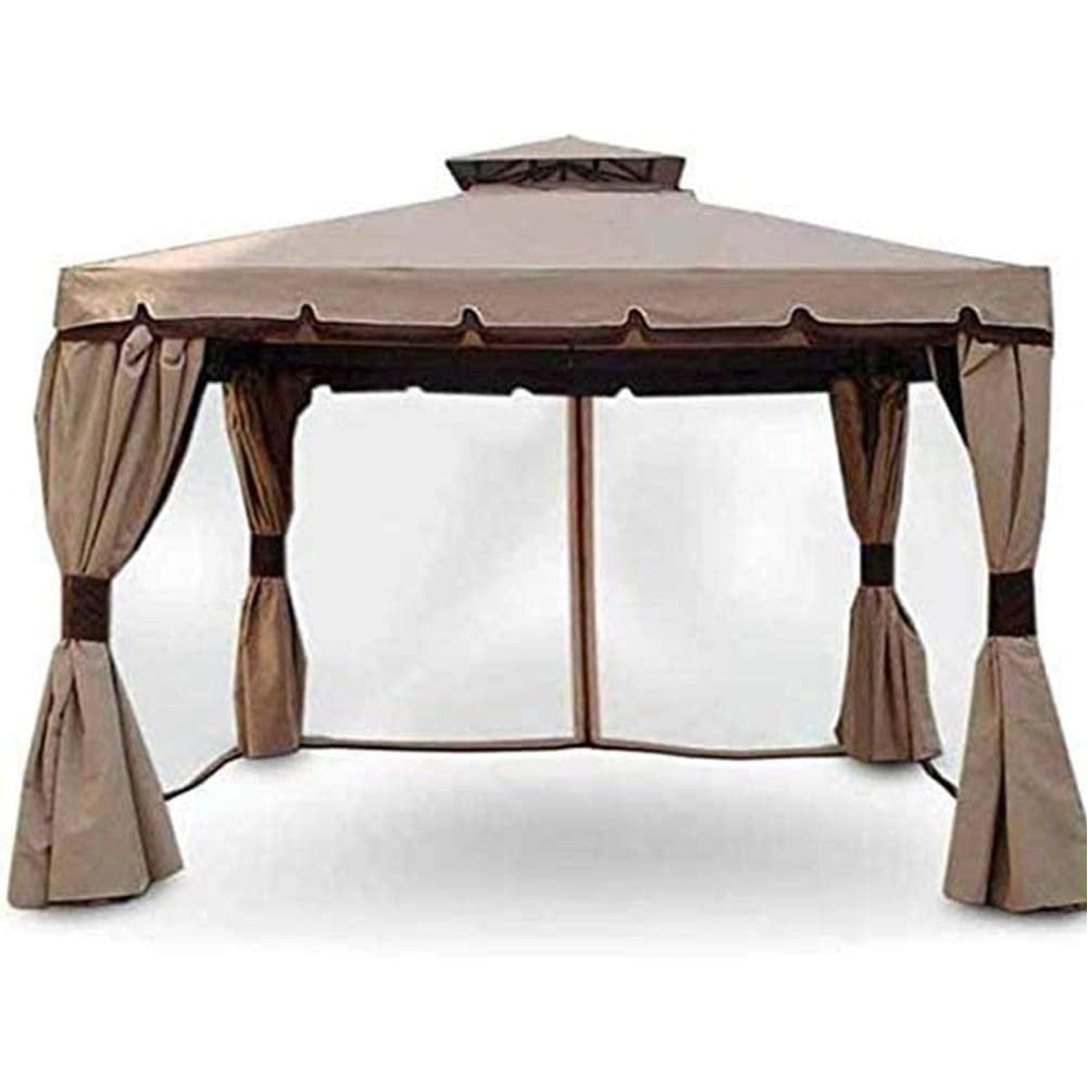 Gazebo Royal 3X4 Metri In Alluminio Impermeabile Zanzariera Antipioggia Moka