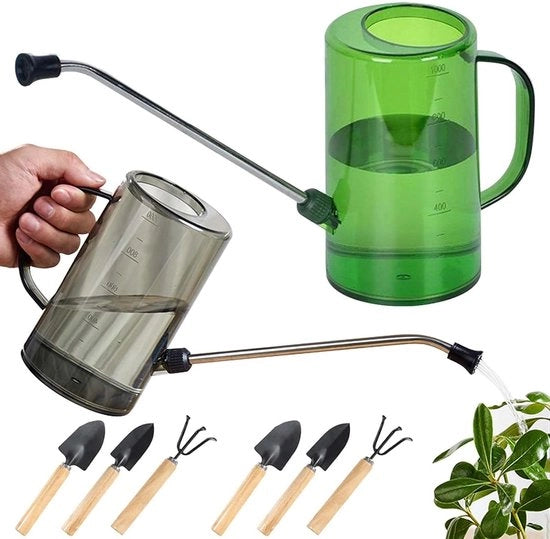 Giocatore per piante da appartamento 2 pezzi 1 l - Lungo getto in acciaio inossidabile - Giocatore mini per bonsai giardino fiori