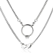 Oggetto di Accessorio per Collana in Acciaio Inossidabile con Chiusure a Cuore Doppio - 50,5 cm di Lunghezza