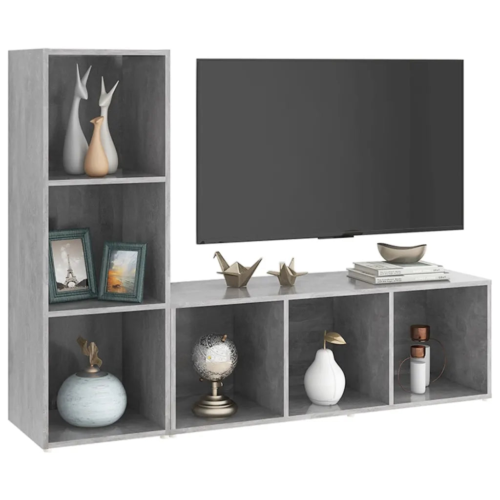 Mobili TV 2 pz Grigio Cemento 107x35x37 cm in Truciolato cod mxl 27142