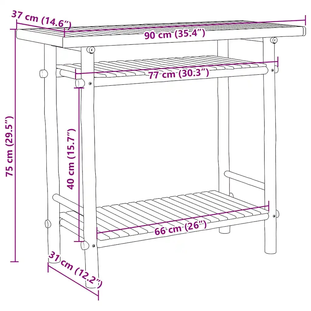 vidaXL Tavolo Consolle 90x37x75 cm in Bambù