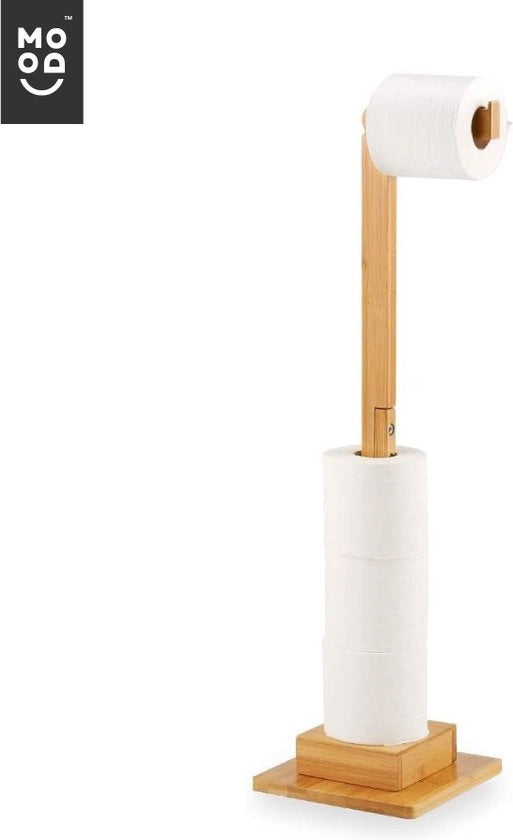 Supporto per Rotoli di Carta Igienica in Bambù Estendibile Senza Forare, Opacchiatore per Rotoli di Carta Igienica, Vassoio per Rotoli di Carta Igienica, Ideale per 6 Vassoio per Rotoli di Carta Igienica, Altezza 72 cm