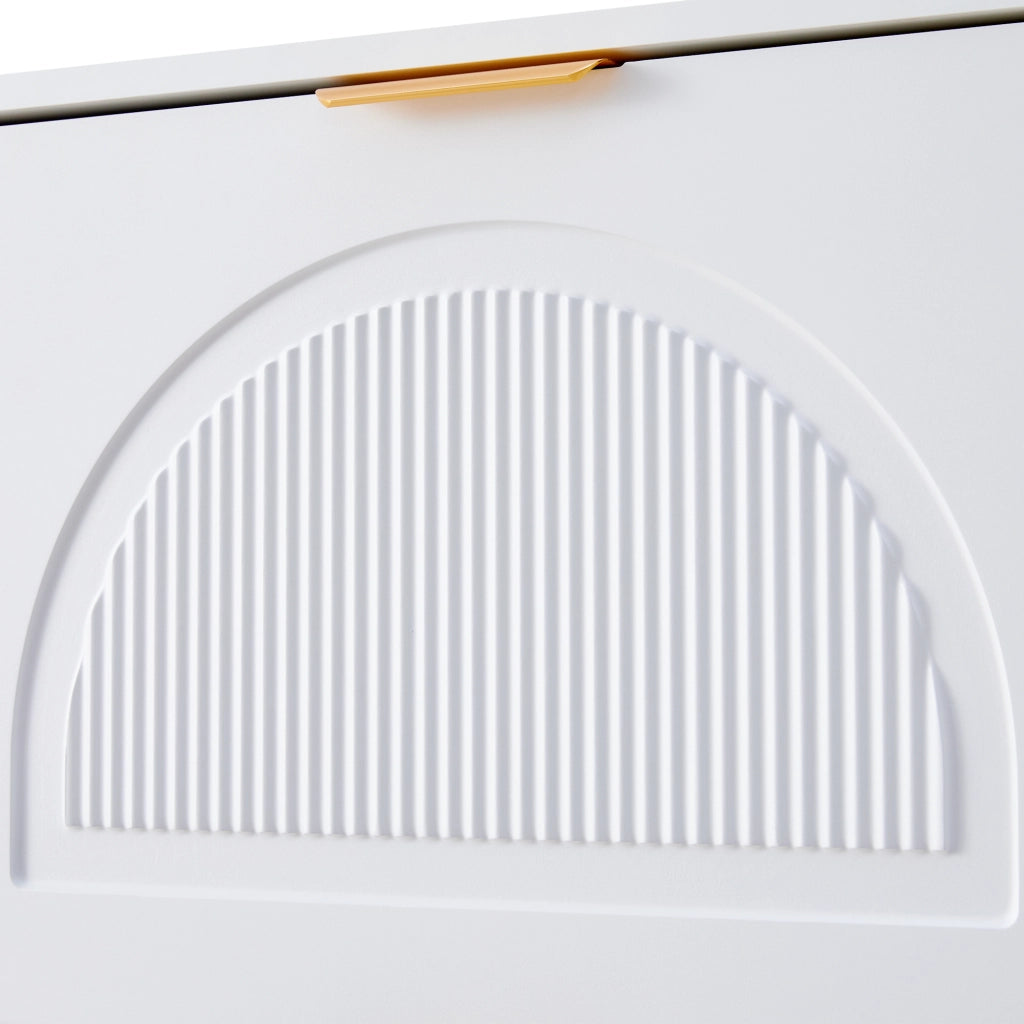 OKWISH Scarpiera con 3 Ribalte e Ripiani Regolabili, Design Moderno, per Ingresso, MDF, Bianco, 60×24×114 cm