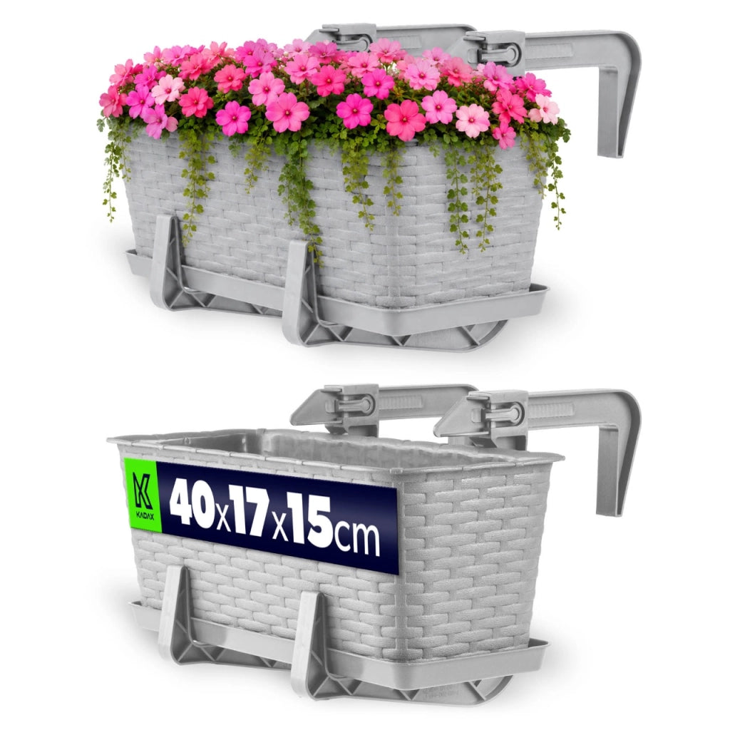 Fioriera da balcone KADAX con supporto, 40 cm + manici
