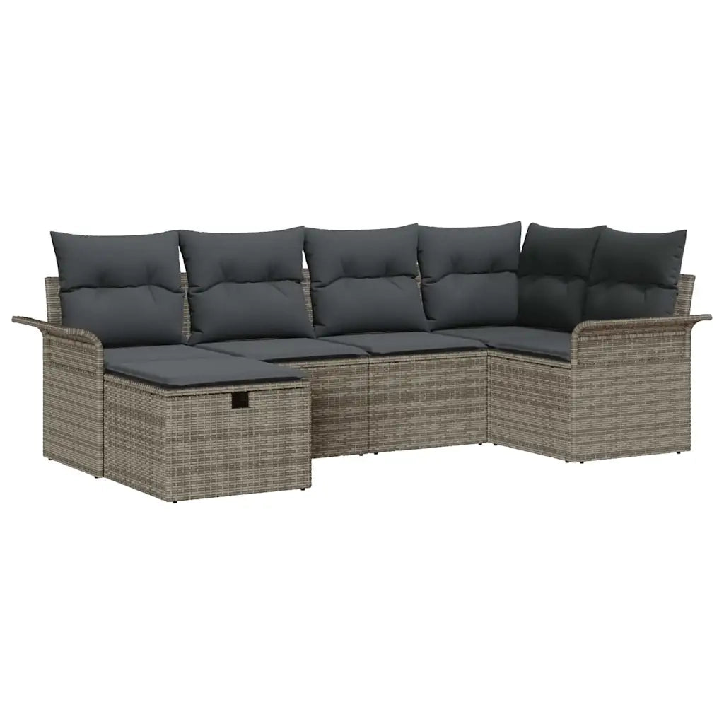 Set Divano da Giardino con cuscino 6 pcs Poly Rattan