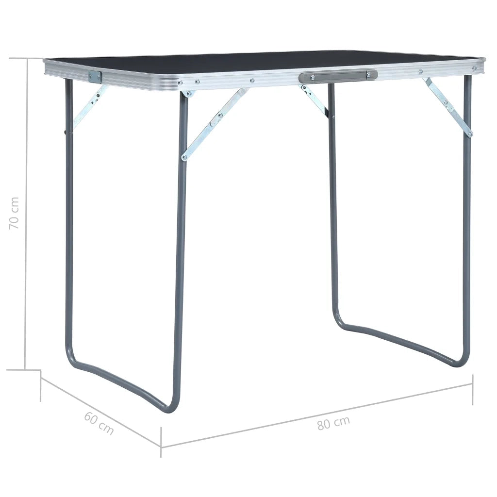 Tavolo da Campeggio Pieghevole Telaio in Metallo 80x60cm Grigio CFW8501039