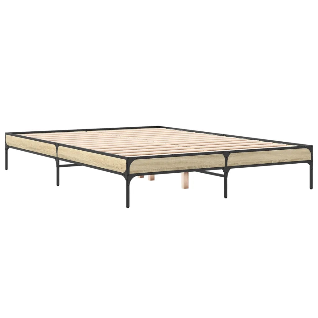 Giroletto-Struttura Letto Rovere Sonoma 140x200 cm in Legno Multistrato Metallo 211503