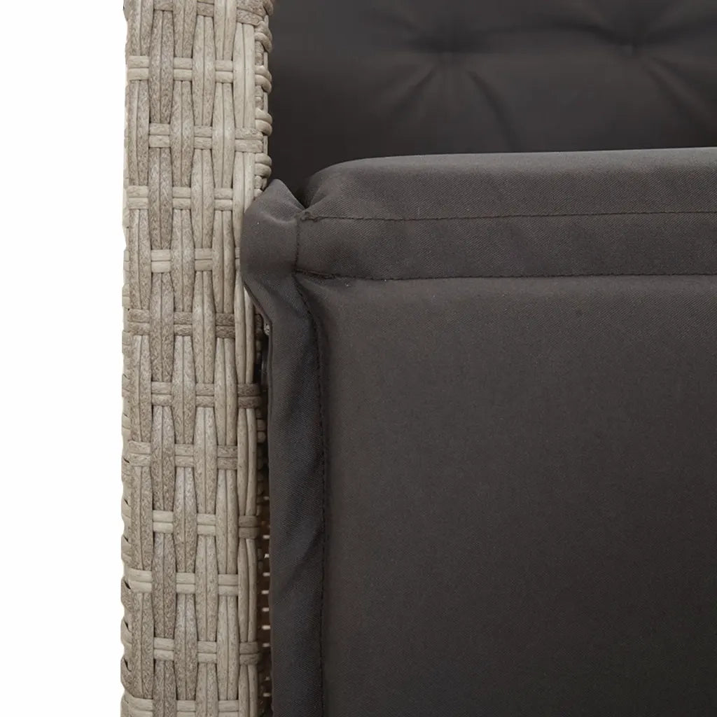 Set Pranzo da Giardino 9pz con Cuscini Grigio Chiaro Polyrattan