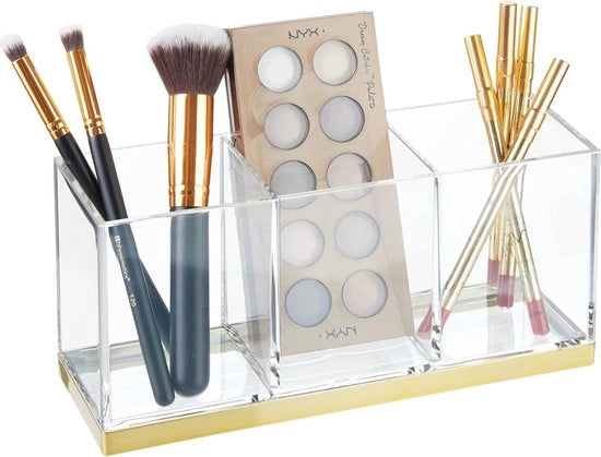 Organizzatore di trucco con 3 compartimenti - organizzatore trasparente per trucco e accessori