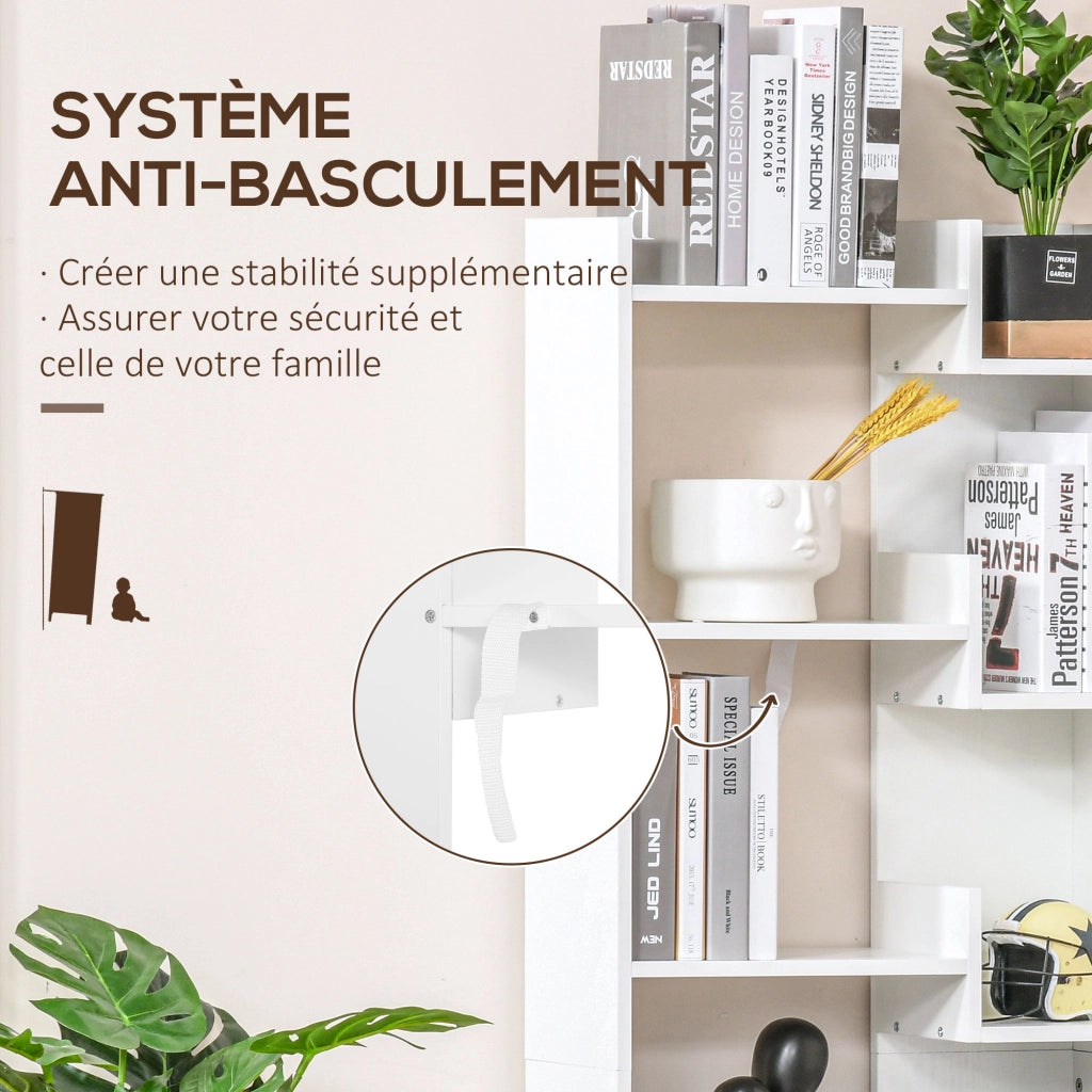 Libreria 6 livelli design irregolare ¨C zephmum ¨C bianco 60x21x162.5