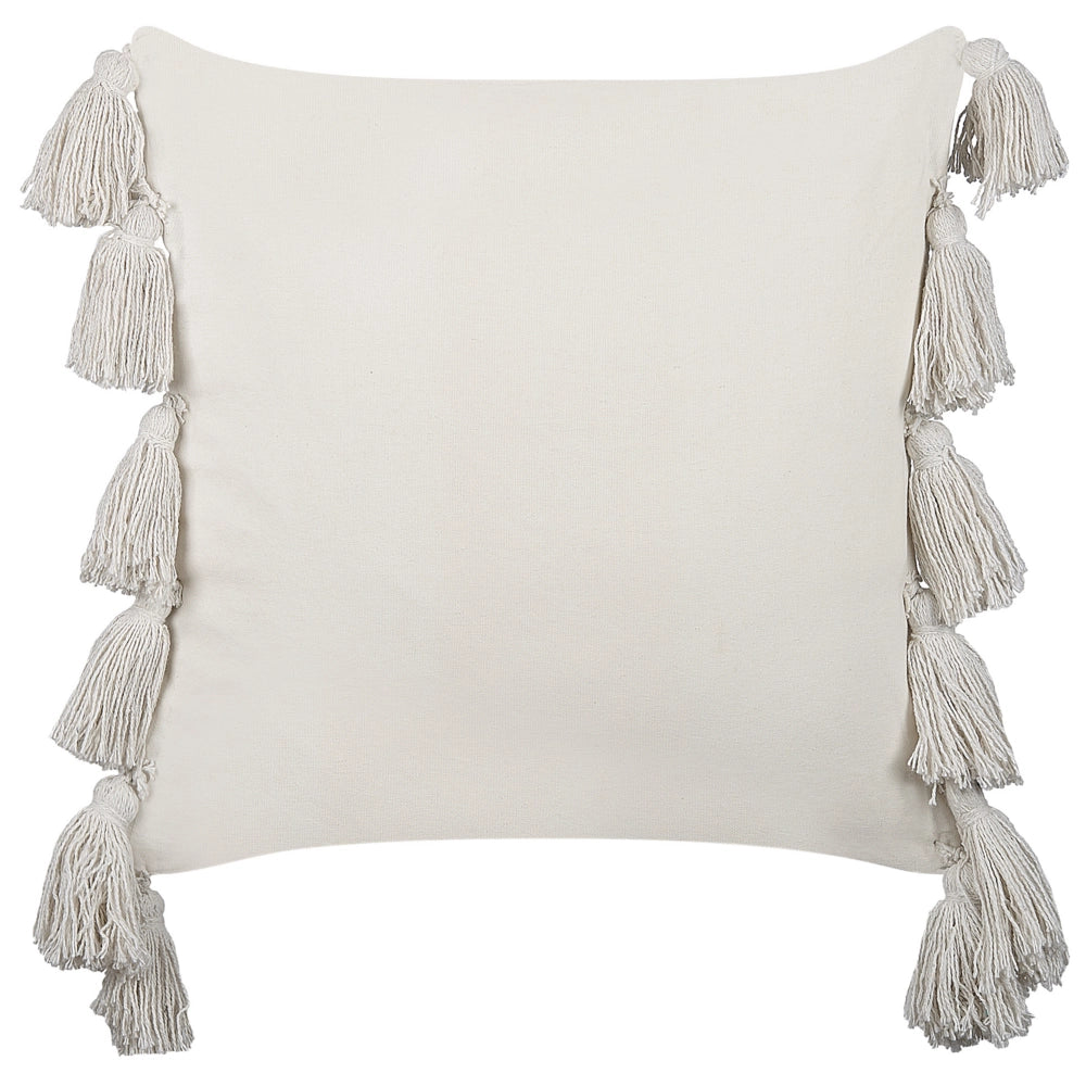 Set di 2 cuscini decorativi in cotone nero e grigio 45 x 45 cm con nappe in stile boho con imbottitura