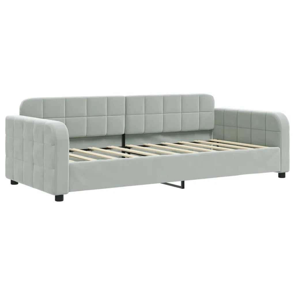 Divano Letto con Letto Estraibile Grigio Chiaro 90x190 Velluto