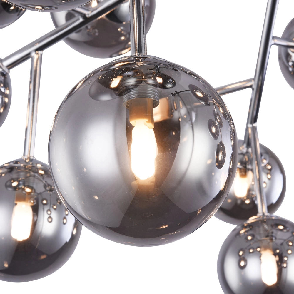 Maytoni Plafoniera contemporanea Dallas 20 luci G9 cromo metallo vetro soffiato fumè