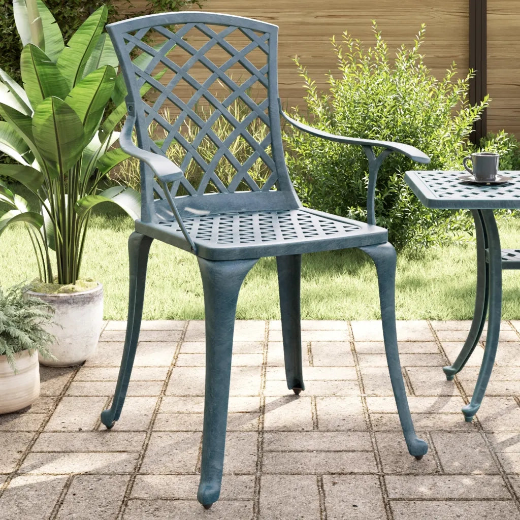 Sedie da Giardino 2 pz | Sedie da Esterno Verdi in Alluminio Pressofuso