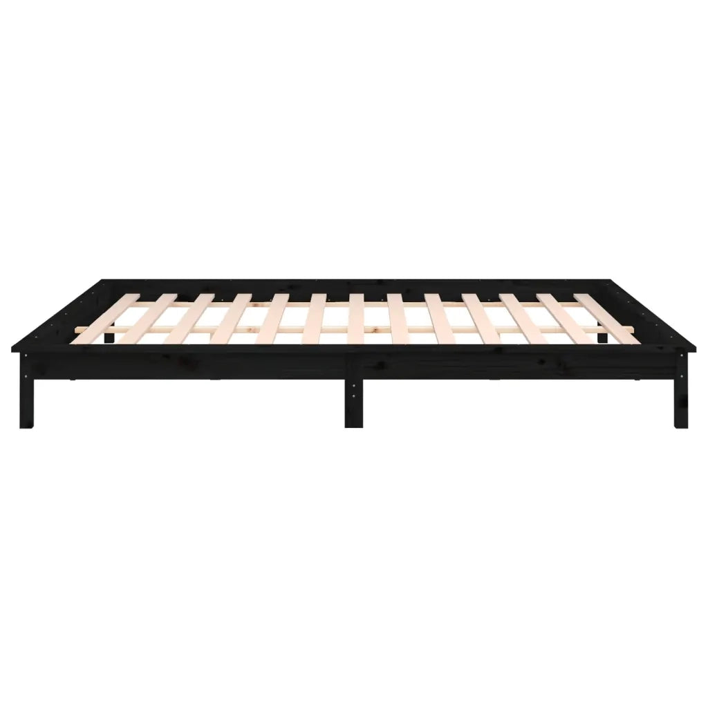Giroletto con LED-Struttura Letto Nero 200x200 cm in Legno Massello