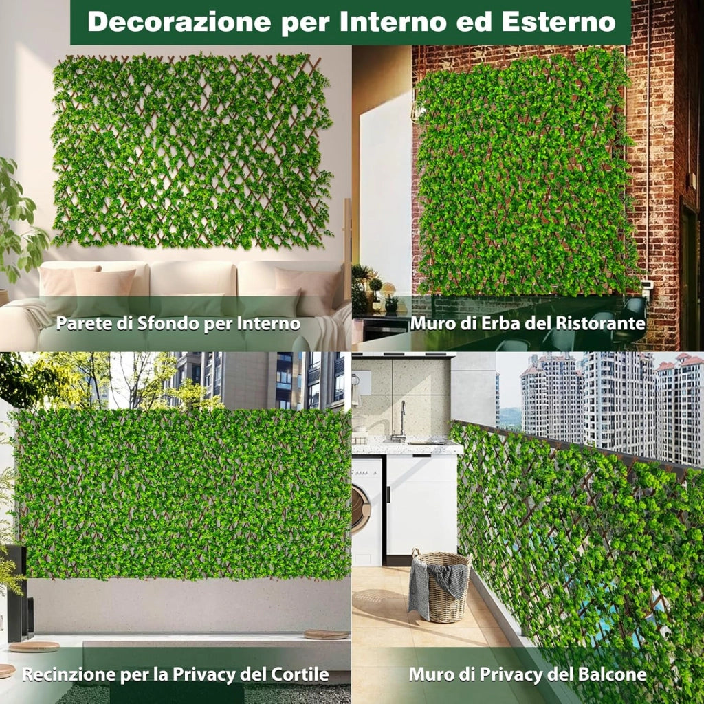 Pianta Finta da Esterno ed Interno, Pianta Artificiale per Decorazione Festa e Matrimonio da Salotto, Balcone e Giardino, Siepe Artificiale ed Estensibile (Vimini di eucalipto verde)