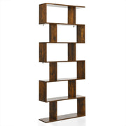 Libreria versatile a S 80 x 23 x 191 cm con 6 ripiani aperti moderni in legno composito color caffè 20_0021163