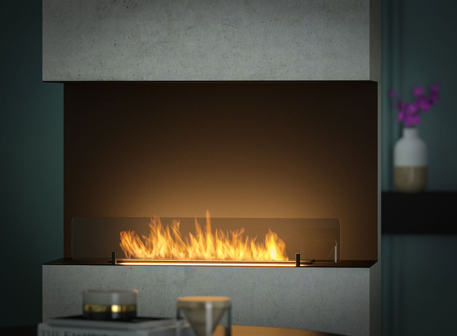 Camino a Bioetanolo da Incasso 80x45 cm Inside C 800 V1 Nero con Vetro