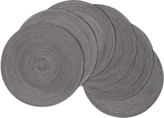 Set di 6 piatti di tovaglietta intrecciata, cotone, manufatto a mano, lavabile, per vacanza, festa, matrimonio, piatti di tovaglietta con glitter