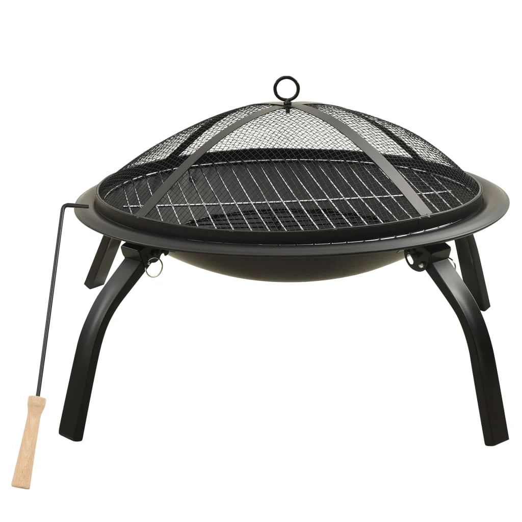 Braciere e barbecue con attizzatoio 2 in 1 in acciaio nero 02_0005987