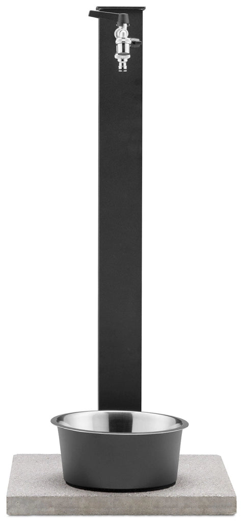 Fontana a Colonna Rubinetto Doppio in Ottone con Base e Vaschetta Abbeveratoio Belfer 42/REX-R Antracite
