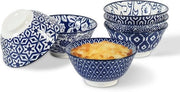 Set di Bicchieri Mini in Ceramica Premium - 6 pezzi - Blu Vintage - Resistente a Microonde/Forno/Lavastoviglie