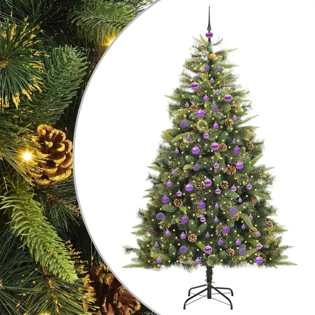 Albero di Natale artificiale pieghevole con coni Verde 210 cm 3395104